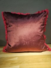 Kussen Paars met Fuchsia Franjes Kussen Paars met Fuchsia Franjes